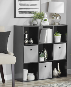 lot 533 image: Mainstays 11 9-Cube Storage Organizer, Black