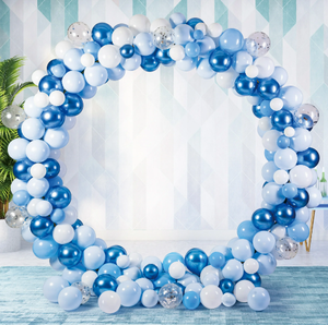 lot 436 image: Way to Celebrate Balloon Arch Kit, 8ft, Round Golden Metal Iron Arch