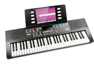 lot 301 image: RockJam 61-Key Black Electronic Keyboard Piano