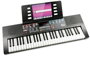 lot 302 image: RockJam 61-Key Black Electronic Keyboard Piano
