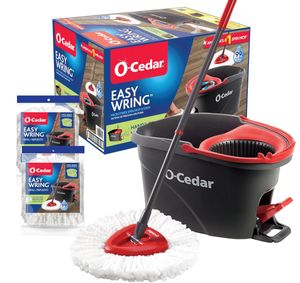 lot 410 image: O-Cedar EasyWring Microfiber Spin Mop & Bucket Floor Cleaning System