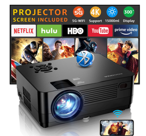 lot 472 image: ROCONIA 5G WiFi Bluetooth 4K Support Native 1080P, 15000LM Full HD Movie Projector