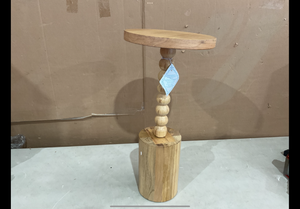 lot 370 image: COZAYH PH03065-0 Farmhouse Pedestal End Table, Rustic Wood Drink Table