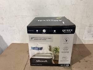 lot 201 image: Queen Size Allswell 3 Sleep Cool Memory Foam Mattress Topper Infused with Graphite