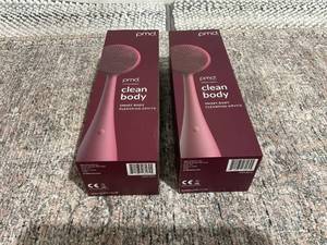 lot 111 image: LOT OF 2 PMD Clean Body - Smart Body Cleansing Device with Silicone Brush & Three Interchangeable Attachments