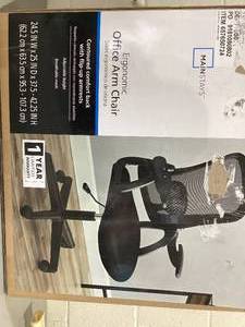 lot 430 image: Mainstays Ergonomic Mesh Back Task Office Chair with Flip-up Arms, Black Fabric, 275 lb