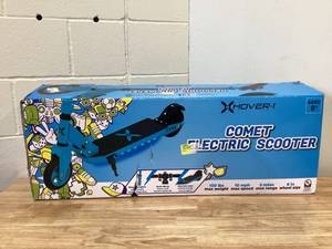 lot 493 image: Hover-1 Comet Electric Scooter for Children, LED Headlight, 10 mph Max Speed, Blue, UL Certified