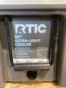 lot 495 image: RTIC 32 QT Ultra-Light Hard-Sided Ice Chest Cooler, Dark Grey and Cool Grey, Fits 48 Cans