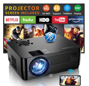 lot 263 image: ROCONIA 5G WiFi Bluetooth 4K Support Native 1080P, 15000LM Full HD Movie Projector