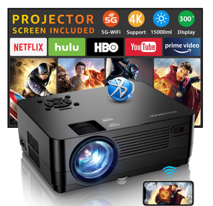 lot 266 image: ROCONIA 5G WiFi Bluetooth 4K Support Native 1080P, 15000LM Full HD Movie Projector