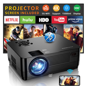 lot 267 image: ROCONIA 5G WiFi Bluetooth 4K Support Native 1080P, 15000LM Full HD Movie Projector