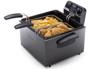 lot 558 image: Presto 5Qt Dual Basket Pro Fry Immersion Element Black Deep Fryer 05489