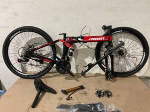 lot 253 image: ARTUDATECH Full Suspension Mens Folding Mountain Bike, Shimano 21 Speed, 26 Wheel