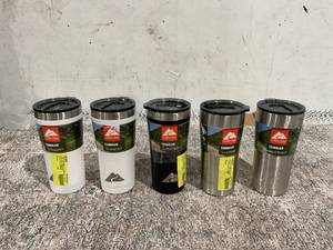 lot 180 image: Lot of 5 Ozark Trail 22OZ Tumbler, White, Black, Silver