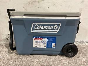 lot 184 image: Coleman 316 Series Insulated Portable Cooler with Heavy Duty Wheels