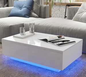 lot 262 image: Hommpa Coffee Table with 4 Drawers LED Center Cocktail Table