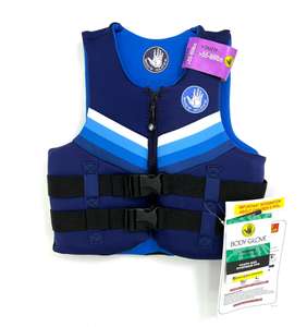 lot 549 image: LOT of 2 Body Glove Youth Boy Evoprene PFD, Life Jacket and Vest Teen Male 55-88 lbs., Blue