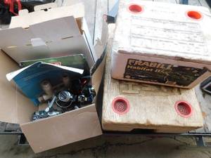 lot 42 image: Lowrance parts, fishing reels, worm boxes