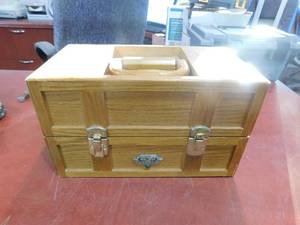 lot 65 image: Wooden Tackle Box