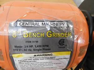 lot 106 image: 8 34 HP Bench Grinder