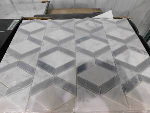 lot 8 image: Daltile Xpress Mosaix Peel N Stick Moonstone 18 in. x 14 Marble Hinge Mosaic Tile (79 sq. ft.)