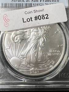 2021-S AMERICAN SILVER EAGLE PCGS MS70 EMERGENCY ISSUE