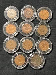 GROUP OF 10 US INDIAN HEAD CENTS WITH BARBER DIME IN AIRTITES