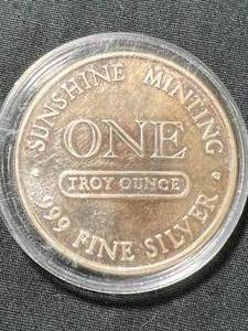 1 TROY OZ .999 FINE SILVER SUNSHINE MINT ROUND IN AIRTITE
