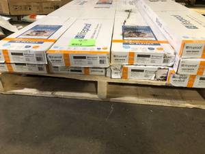 lot 15 image: Pallet with 9 cases Lifeproof Bradbury Hill Wood 22 MIL x 8.7 in. W x 59 in. L Click Lock Waterproof Luxury Vinyl Plank Flooring (25 sq. ft.case)customer return see pictures