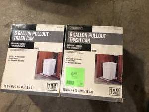 lot 26 image: Lot of 2 Everbuilt 6 Gallon Pullout Trash Can customer return see pictures