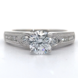 lot 6 image: 1.40 Carat Diamond Three-Stone Milgrain Channel Ring in 14k White Gold Retail Value $5,250 VIDEO