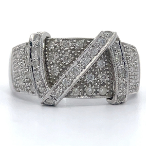 lot 18 image: Designer LeVian Diamond PavZig-Zag Ring in 14k White Gold VIDEO