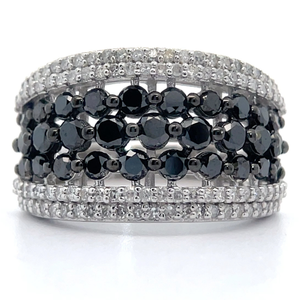 lot 44 image: 2 Carat Fancy Black & White Diamond Multi-Row Tapered Ring VIDEO