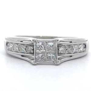 lot 47 image: NEW Illusion 0.50 Carat Diamond Channel Cathedral Ring in White Gold VIDEO
