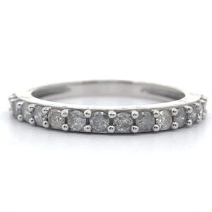 lot 51 image: Classic 1 Carat Diamond Half Eternity Band in 14k White Gold
