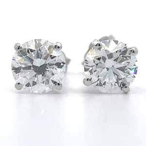 lot 5 image: 2.05 Carat Diamond Round Brilliant Solitaire Martini Stud Earrings in 14k White Gold VIDEO