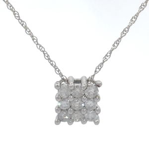 lot 50 image: NEW 0.33 Carat Pav Diamond Square Pendant Necklace in White Gold VIDEO