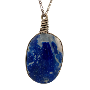 lot 52 image: Artisan Large Lapis Lazuli Coiled Drop Pendant