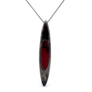 lot 53 image: Artisan Navajo Red Jasper Elongated Drop Pendant