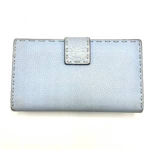 lot 20F image: Fendi Light Blue Selleria Leather Long Wallet - Authentic $450 Retail