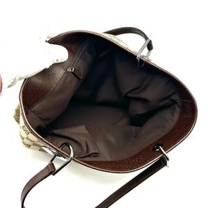 lot 15A image: GUCCI Brown GG Canvas x Leather Eclipse Tote Bag - Authentic $1,100 Retail