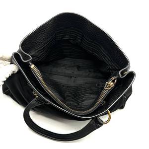 lot 25D image: Prada Tessuto Tote Bag in Black Leather x Nylon Hand Bag - Authentic $850 Retail