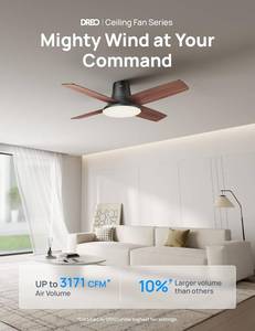 lot 21 image: Dreo Black 44 Smart Ceiling Fan with Lights and Remote