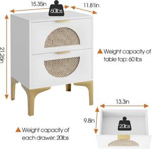 lot 28 image: Aenuert Rattan Nightstand with 2 Drawers