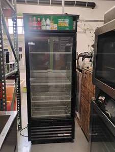lot 33 image: TRUE SINGLE DOOR GLASS REACH-IN REFRIGERATOR
