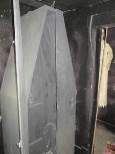7ft wood Tombstone style coffin wit...