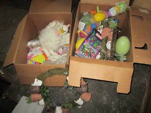 (2) Box lot of household Easter dec...