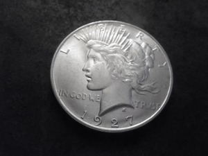 lot 49 image: 1927 D Peace Silver Dollar