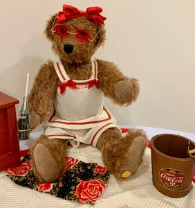 lot 94 image: Vintage Franklin Mint Coca-Cola Teddy Bear from the HEIRLOOM BEARS Collection  Bonnie