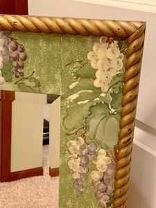 lot 85 image: Stunning Decorative Wall Mirror with Grapes on Green background with Gold Frame